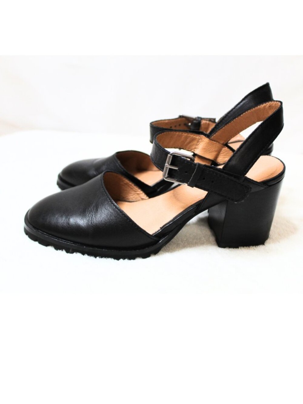 Madewell women's heels size 9.5 black leather Claudie heeled Mary Jane lugsole - Picture 5 of 8